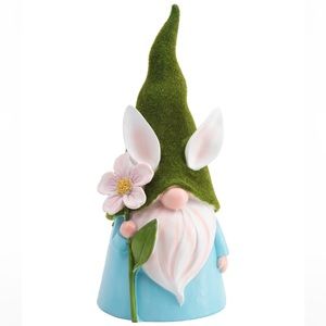 HIPPITY HOP~15in Resin Gnome Decor With Easter Lily